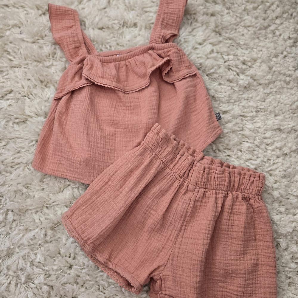 Gerber Coral Ruffle Top and Shorts Set